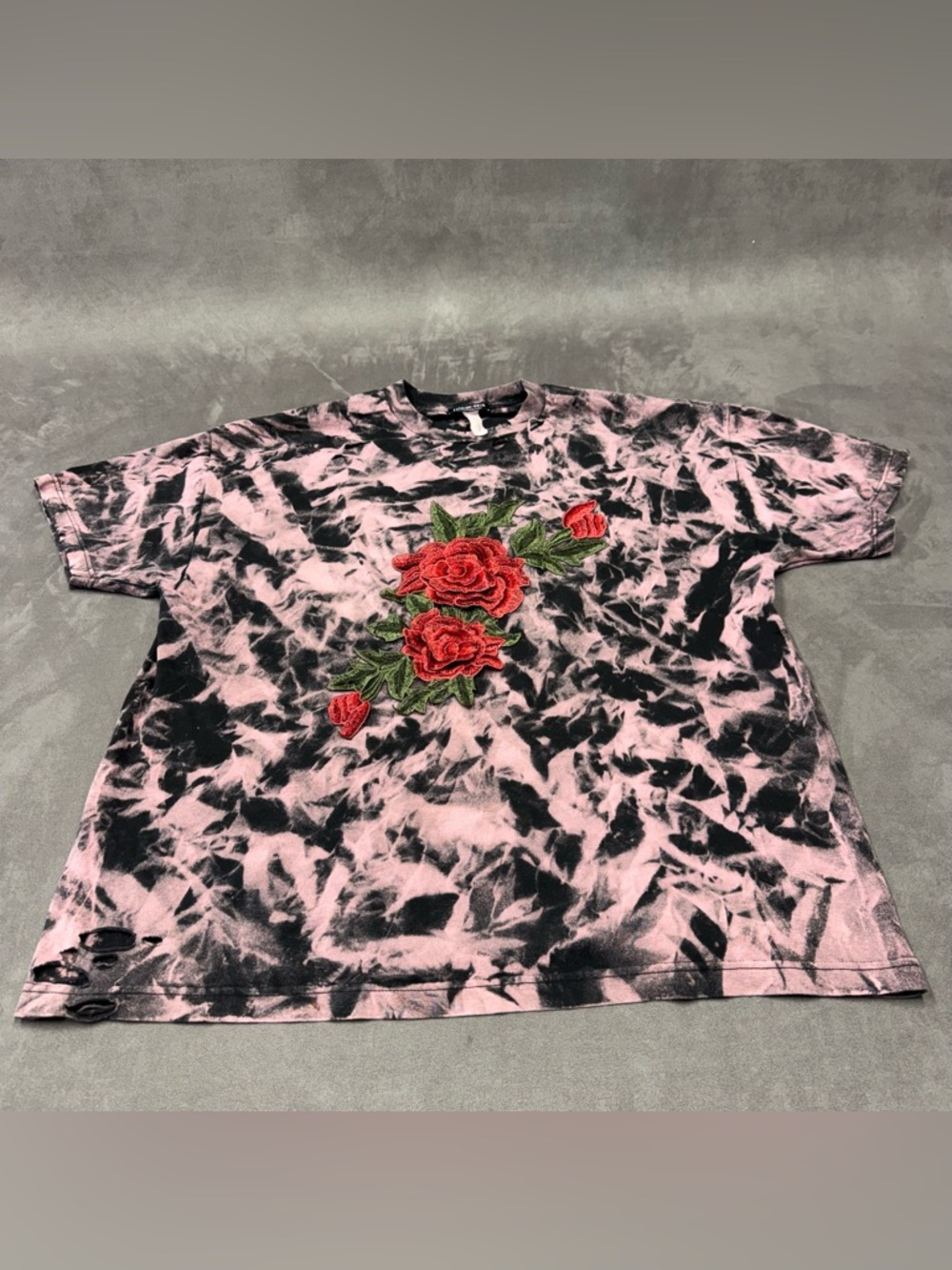 Fashion Nova Pink Black Tie Dye Tshirt Top Blouse Rosey Cheeks Tee Womens L